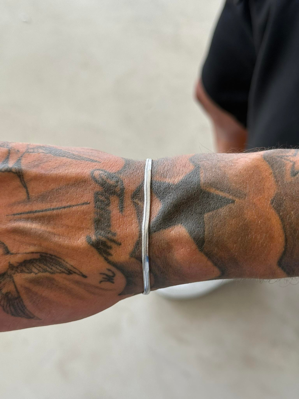 Erkek Minimal Düz Çelik Bileklik - Gümüş