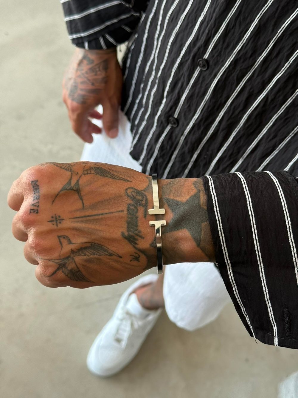 Erkek Minimal T Bileklik - Gümüş