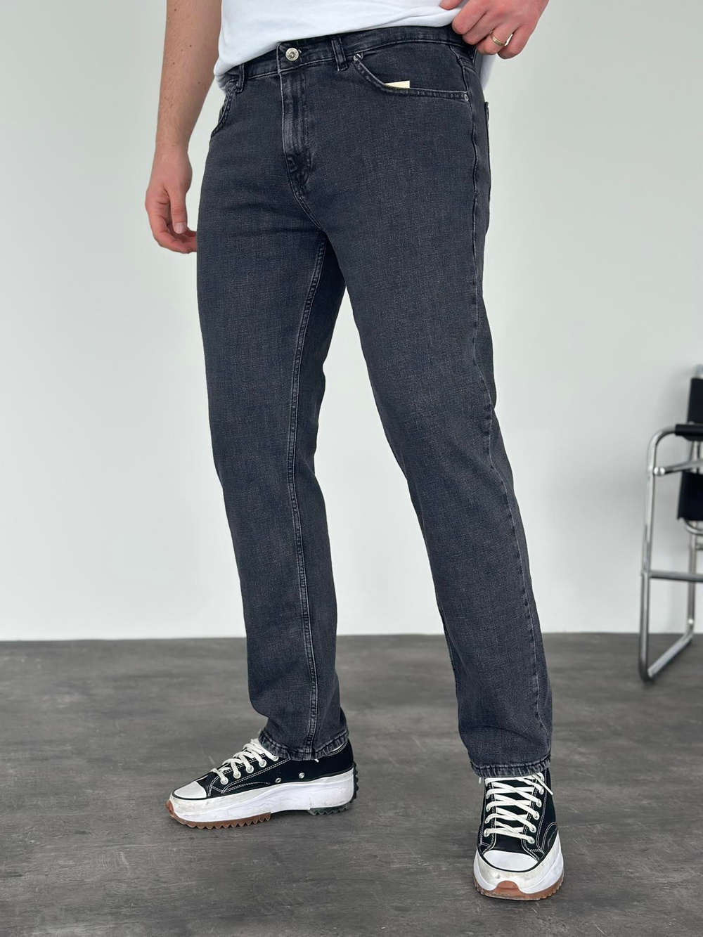Erkek Regular Fit Yıkamalı Jean Pantolon Antrasit