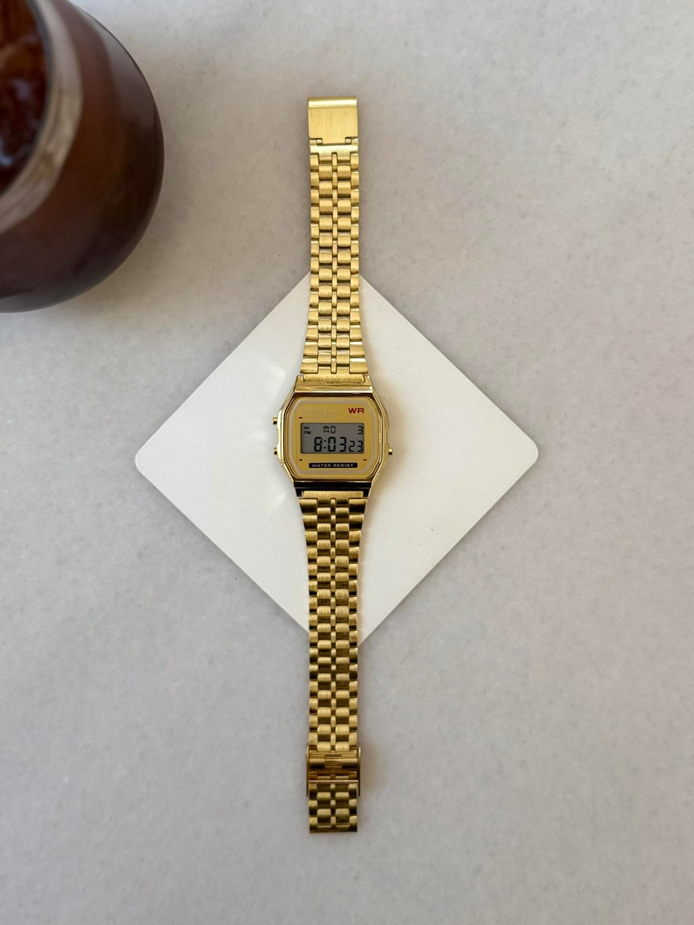 Erkek Retro Dijital Erkek Kol Saati - Gold