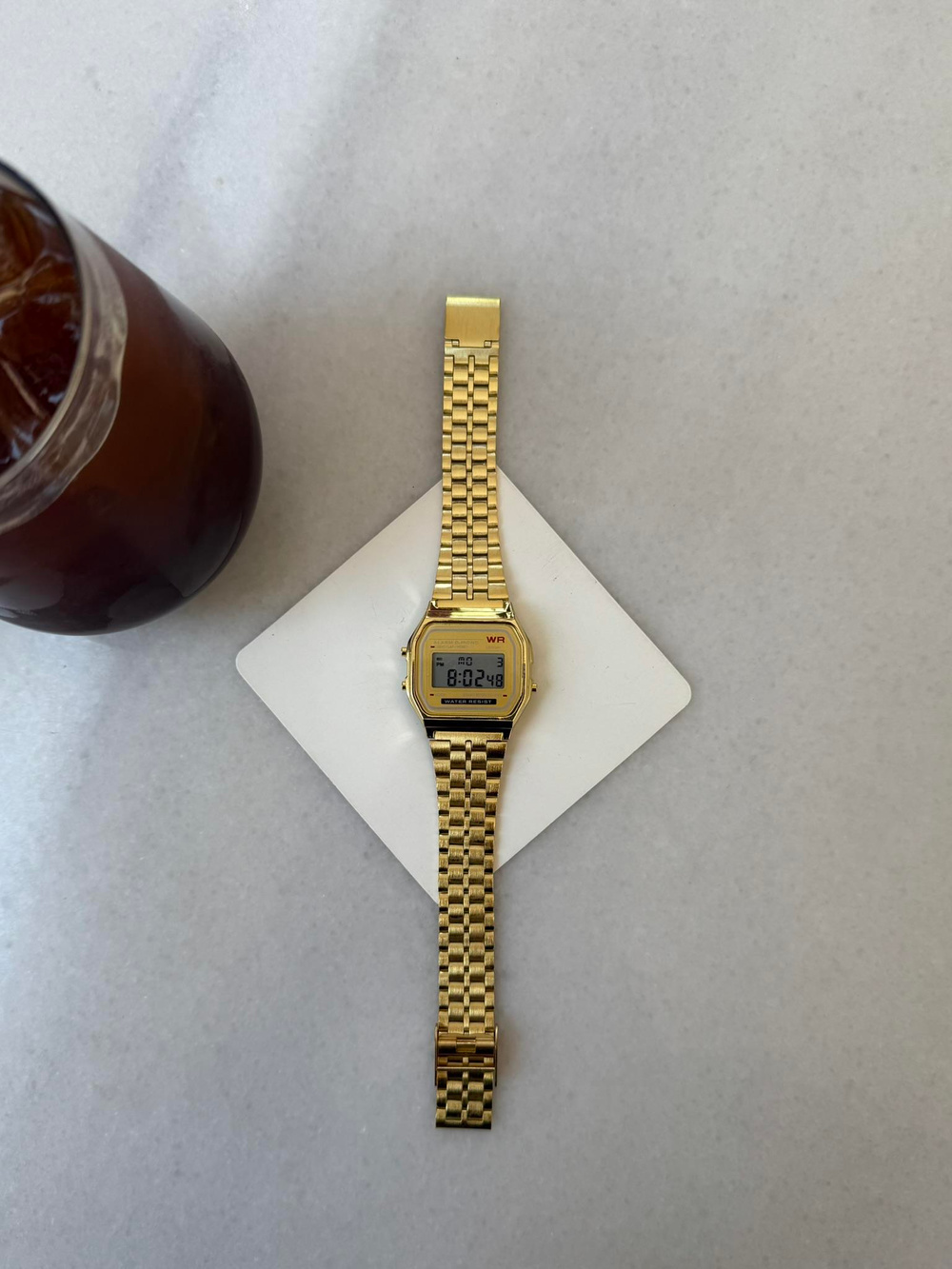 Erkek Retro Dijital Erkek Kol Saati - Gold