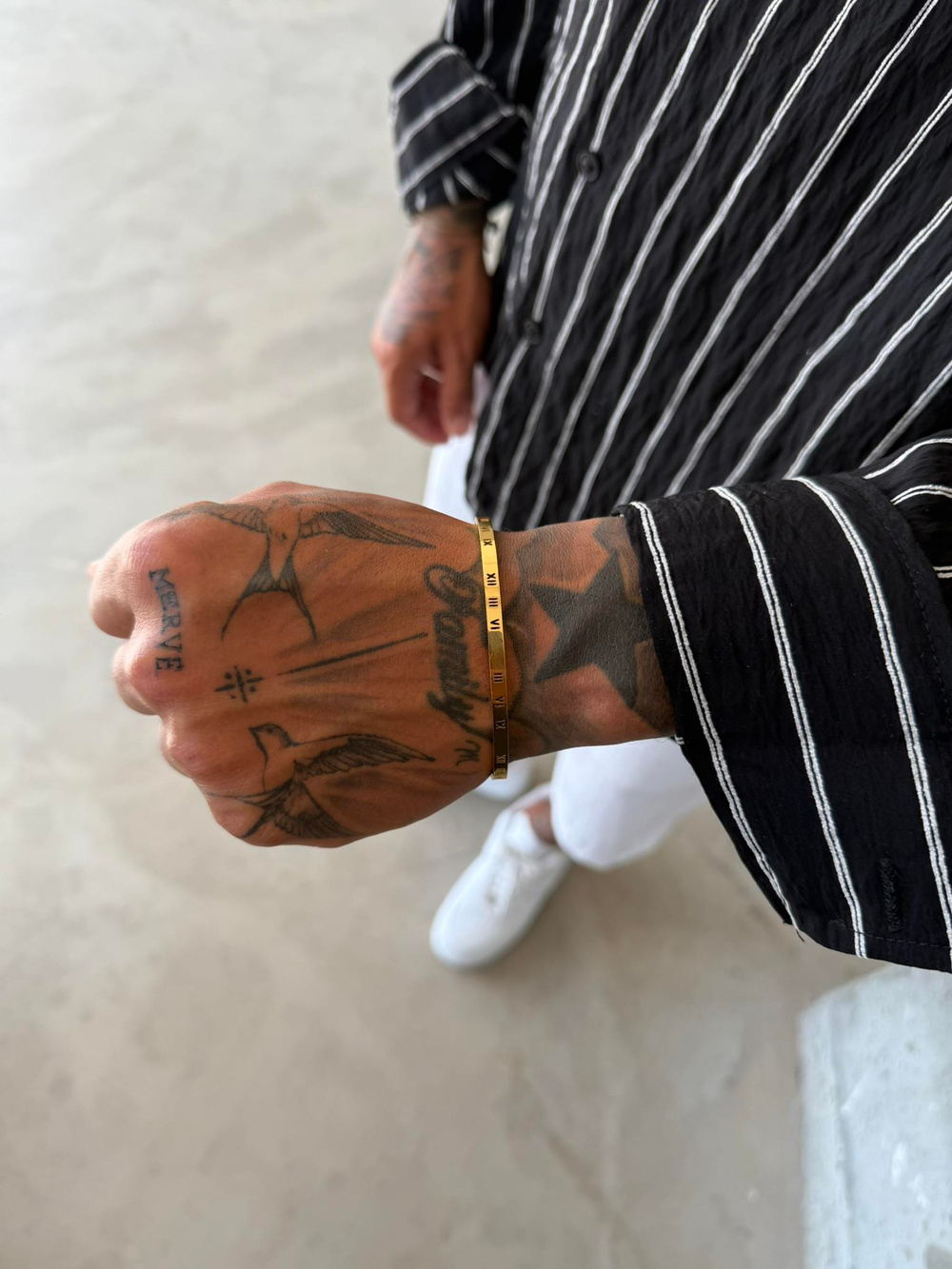 Erkek Roma Rakamlı Bileklik - Altın