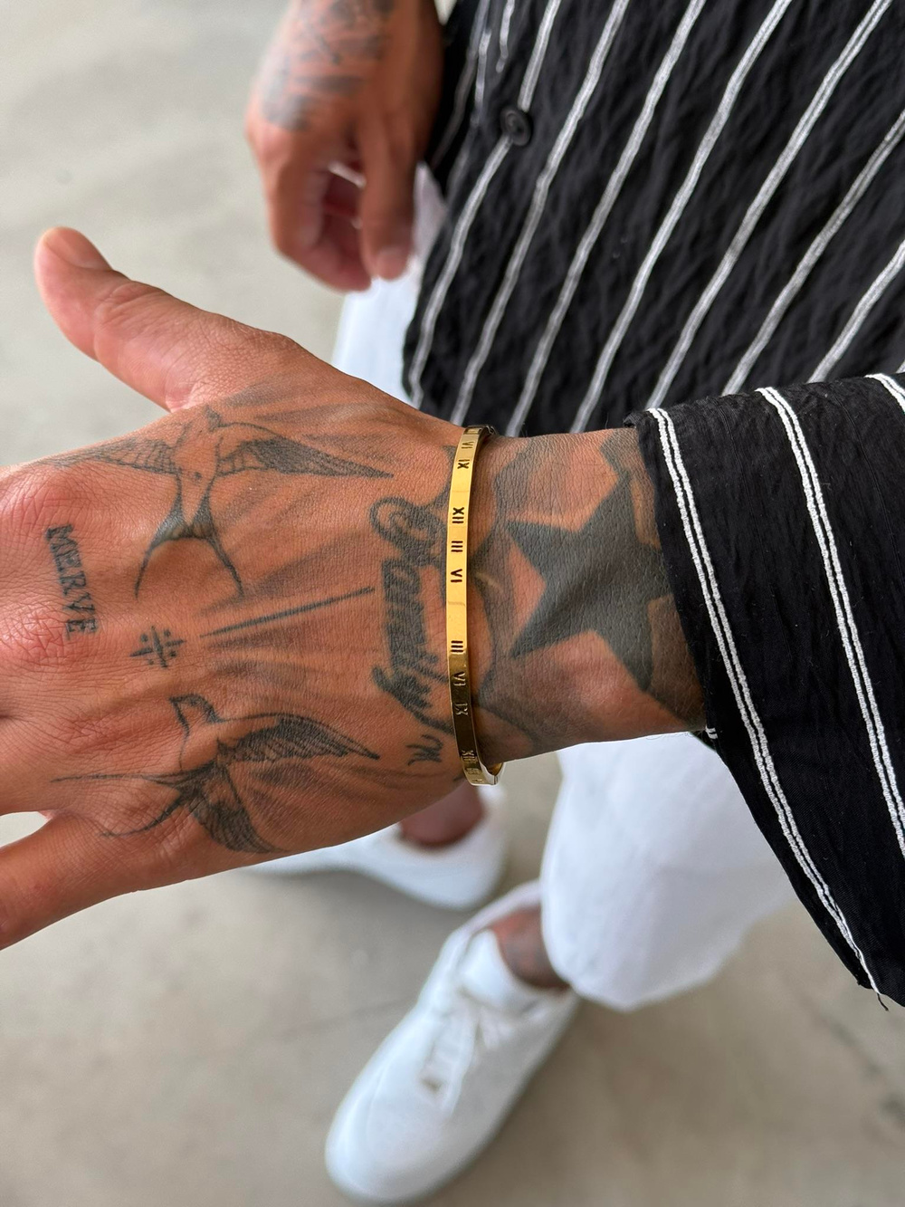 Erkek Roma Rakamlı Bileklik - Altın