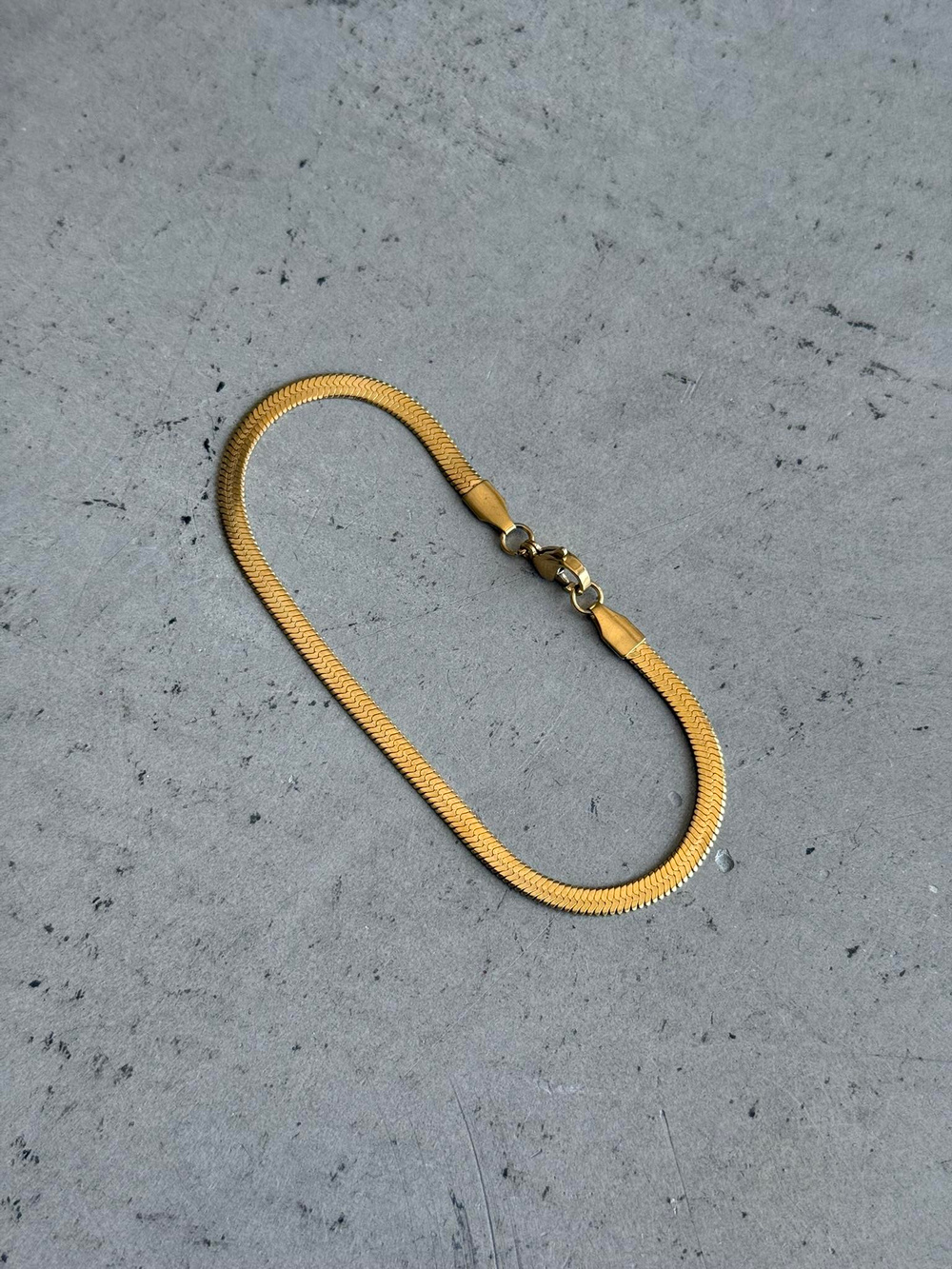 Erkek Yassı Snake Bileklik - Altın