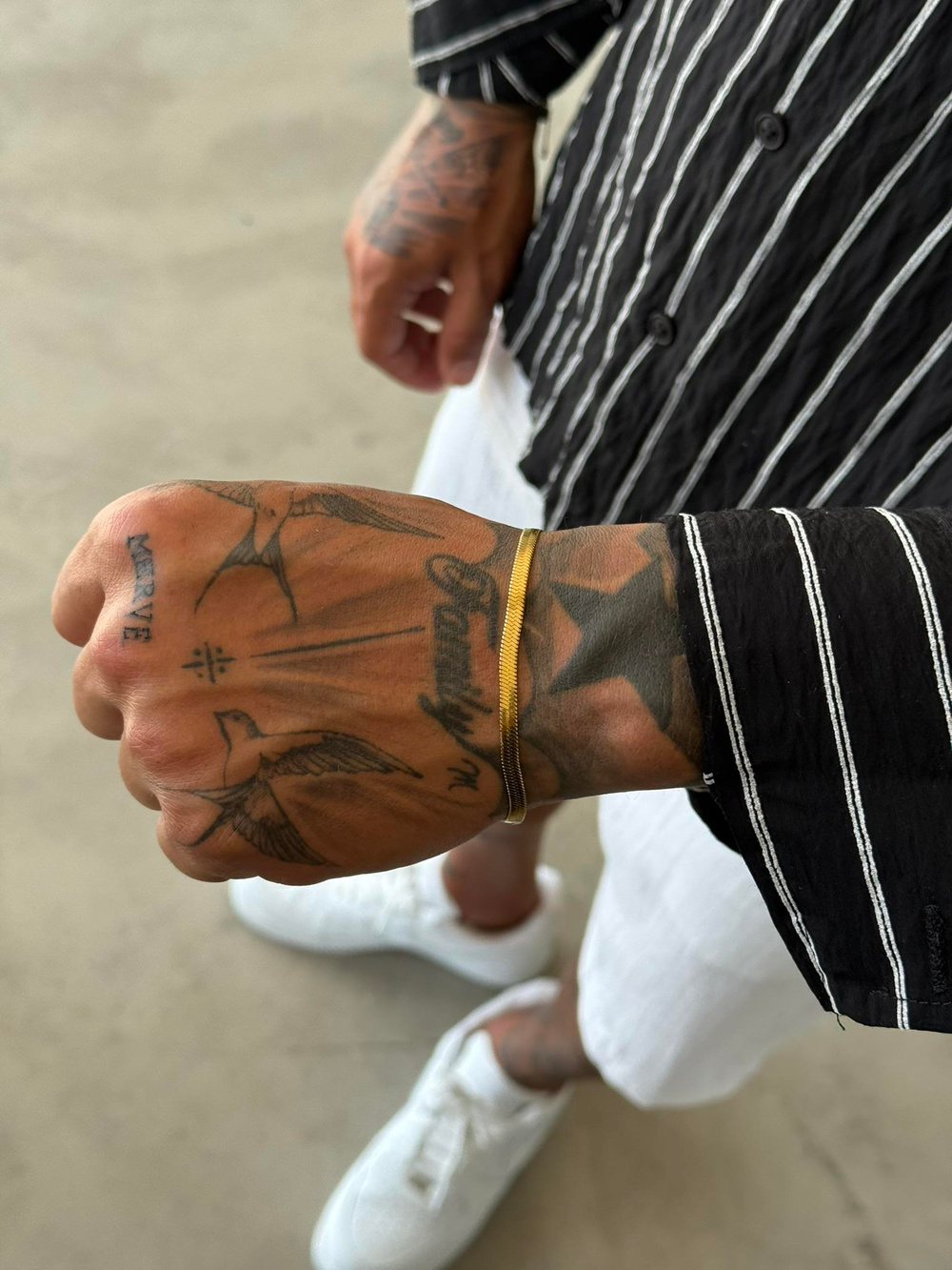 Erkek Yassı Snake Bileklik - Altın