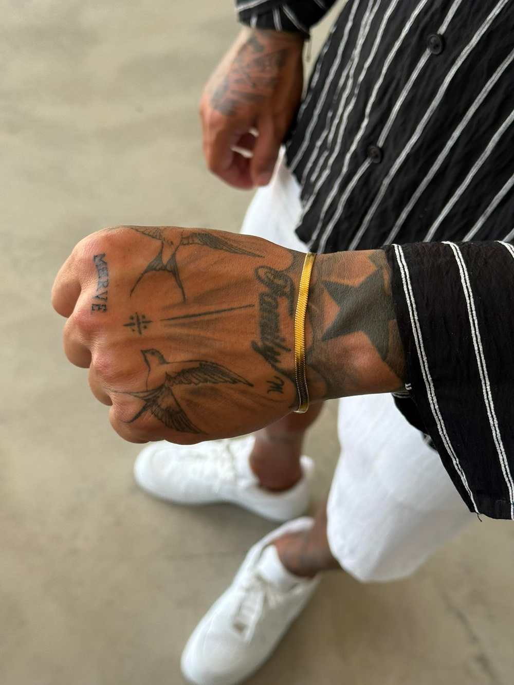 Erkek Yassı Snake Bileklik - Altın