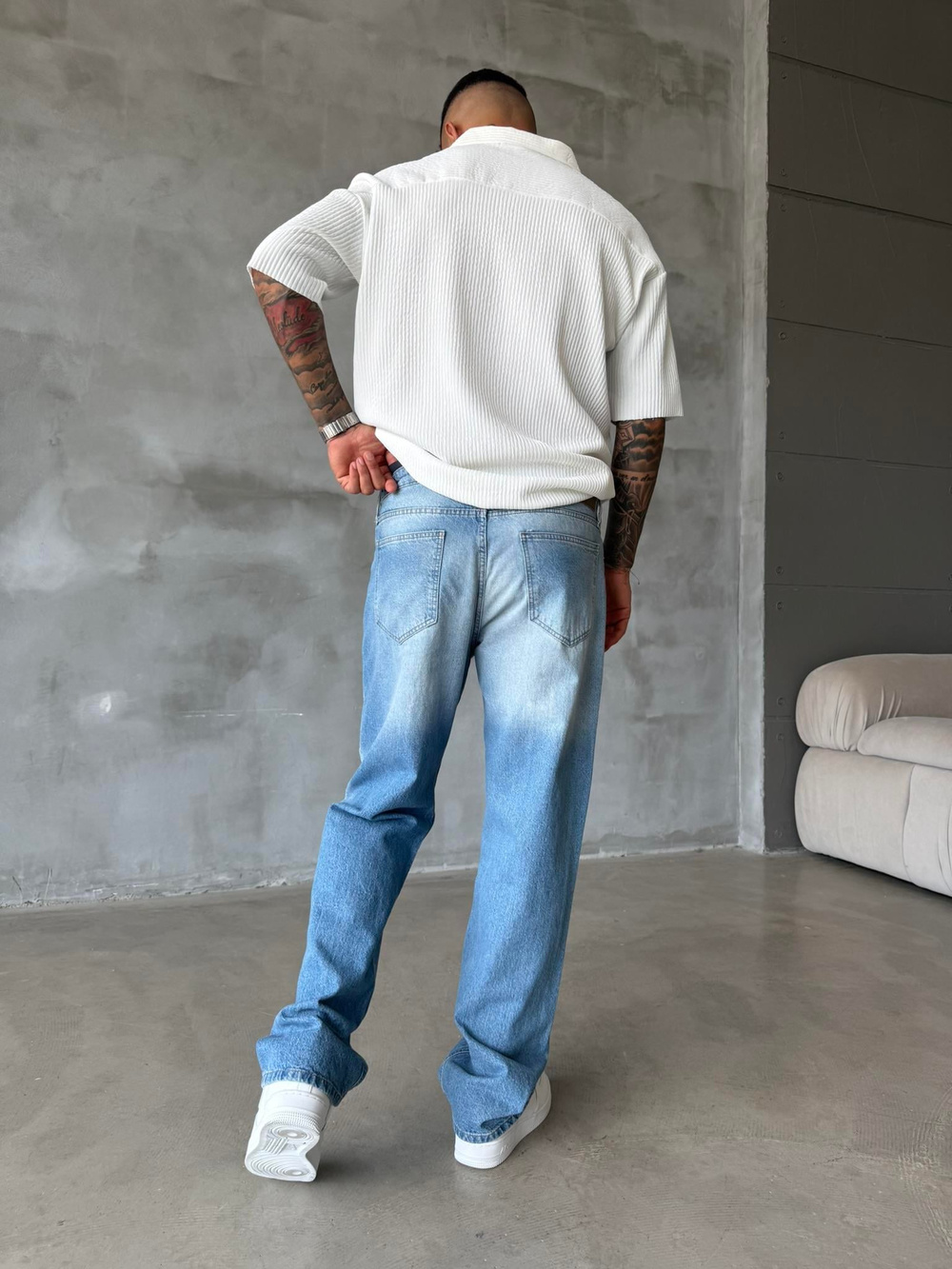 Erkek Yıkamalı Basic Baggy - Mavi