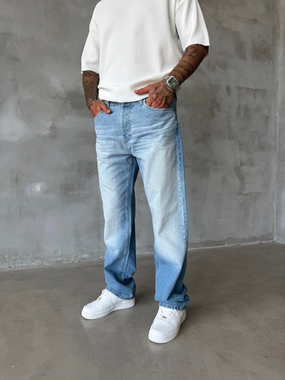 Erkek Yıkamalı Basic Baggy - Mavi