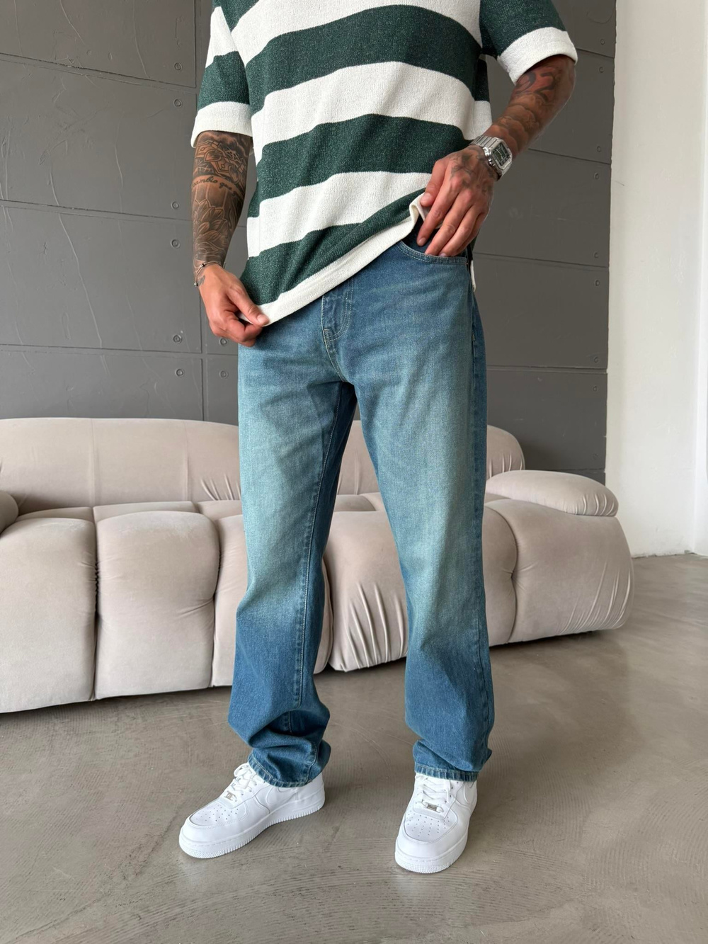 Erkek Yıkamalı Basic Baggy - Yeşil