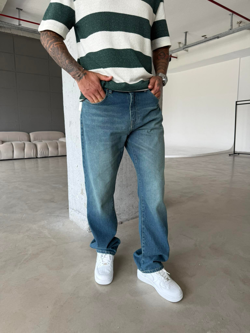 Erkek Yıkamalı Basic Baggy - Yeşil