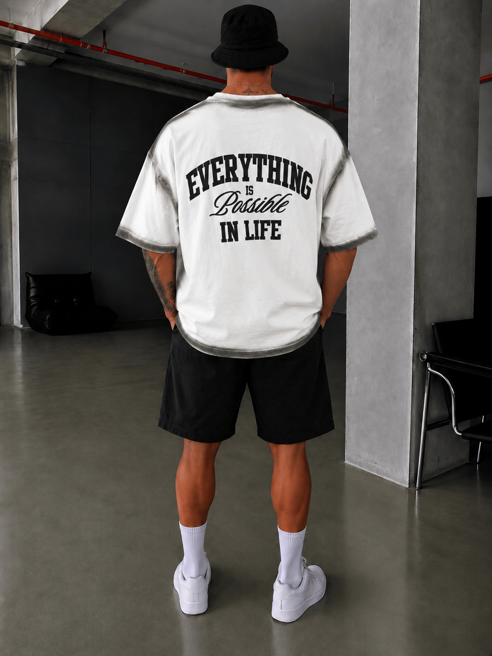 Everything  Spreyli Oversize T-Shirt  - Beyaz