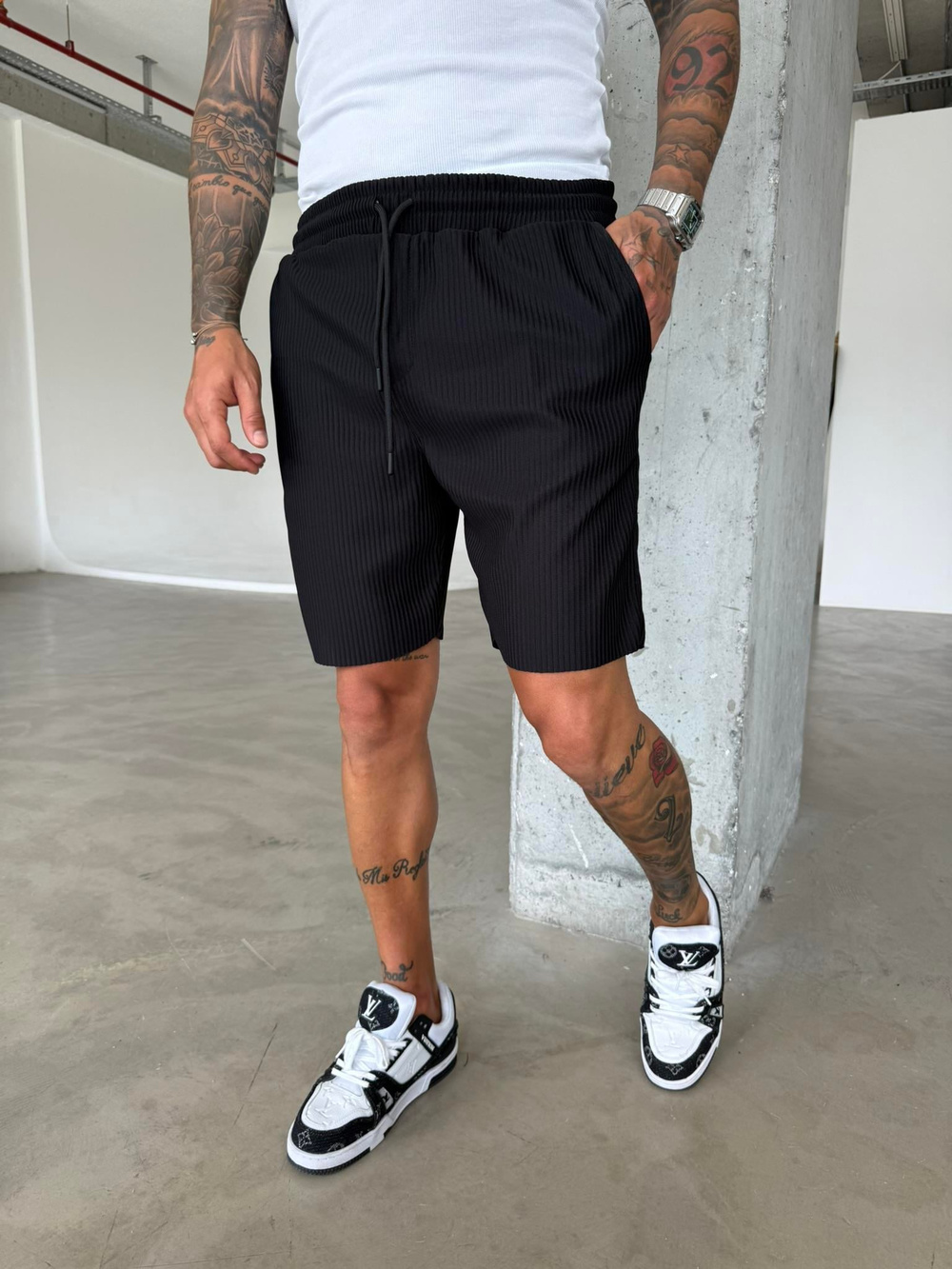 Fitilli Premium Basic Şort - Siyah