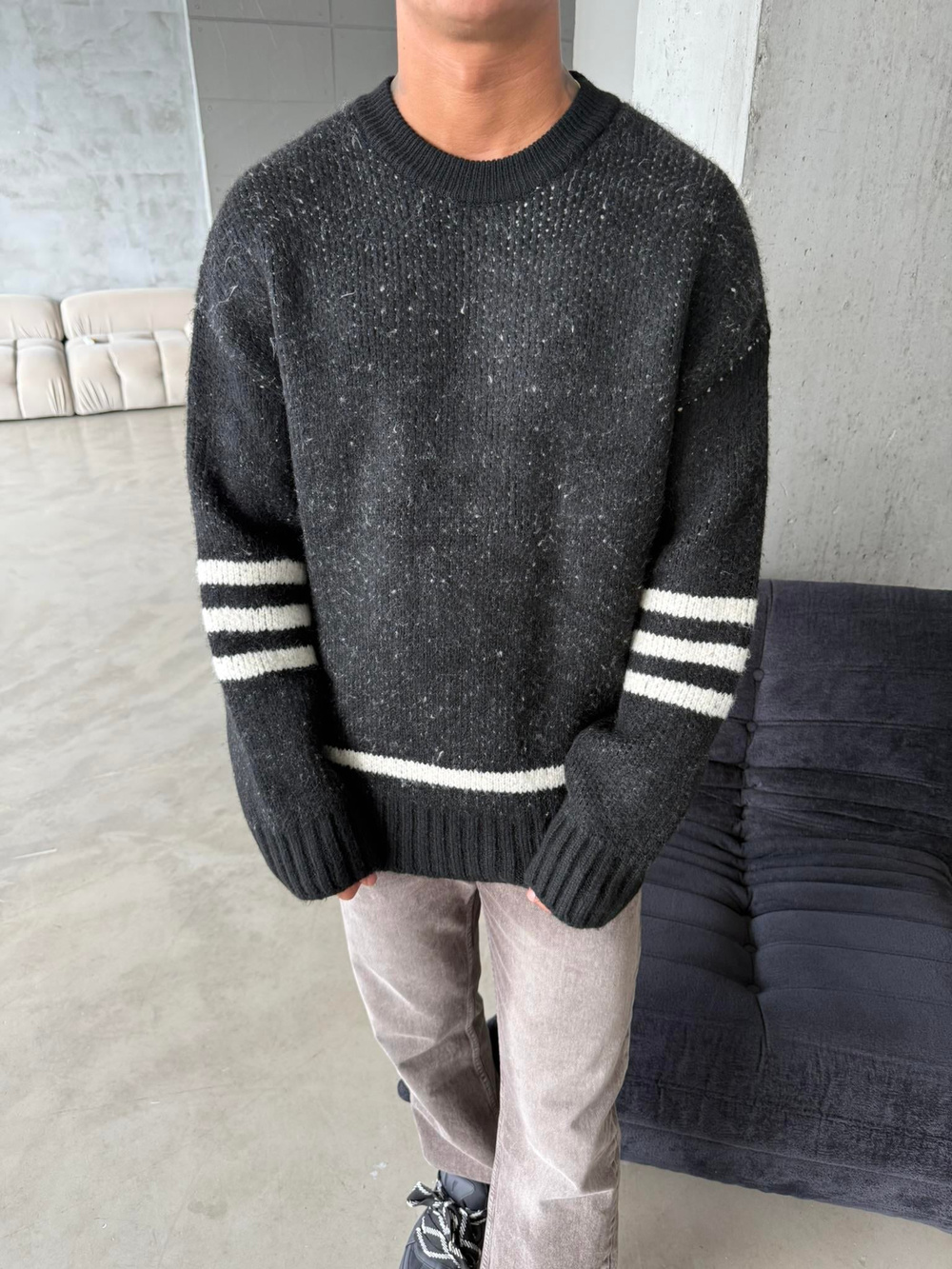 Gameover Örme Triko Kazak - Siyah