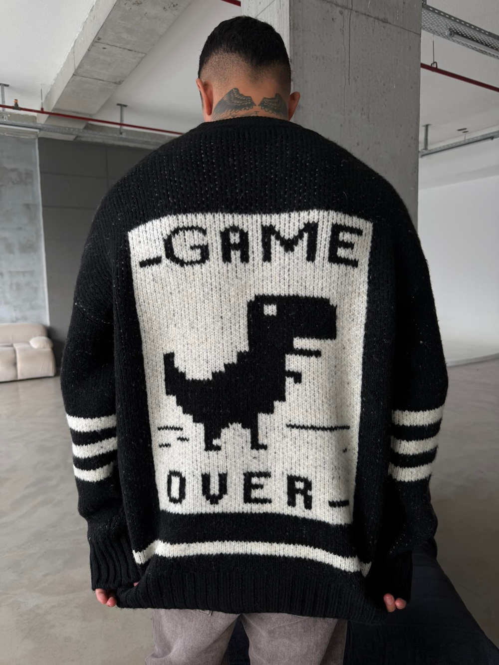 Gameover Örme Triko Kazak - Siyah