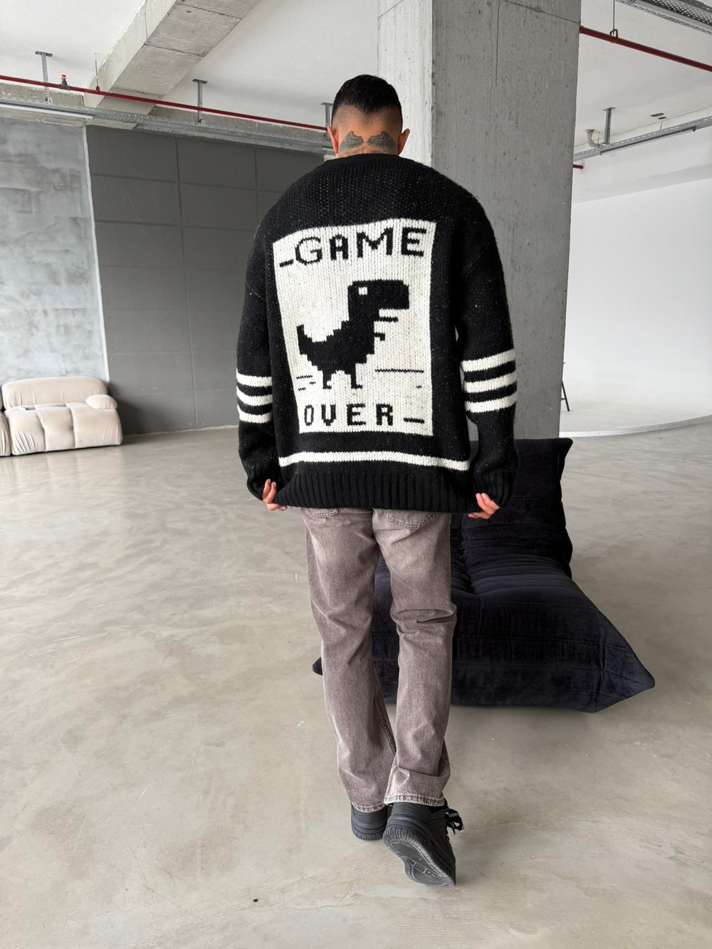 Gameover Örme Triko Kazak - Siyah