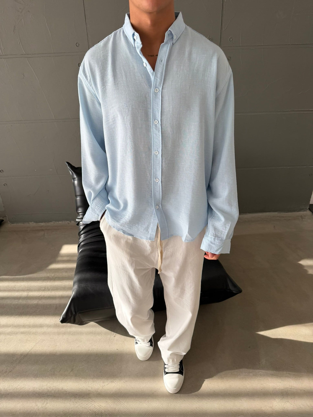 Gobis Basic Keten Gömlek - Bebe Mavi