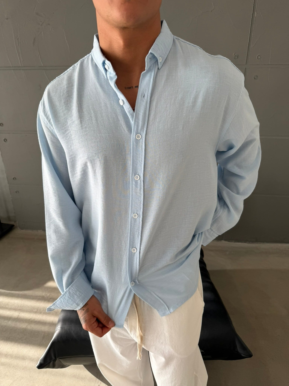 Gobis Basic Keten Gömlek - Bebe Mavi