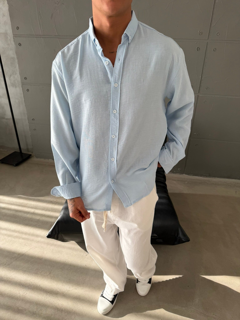 Gobis Basic Keten Gömlek - Bebe Mavi