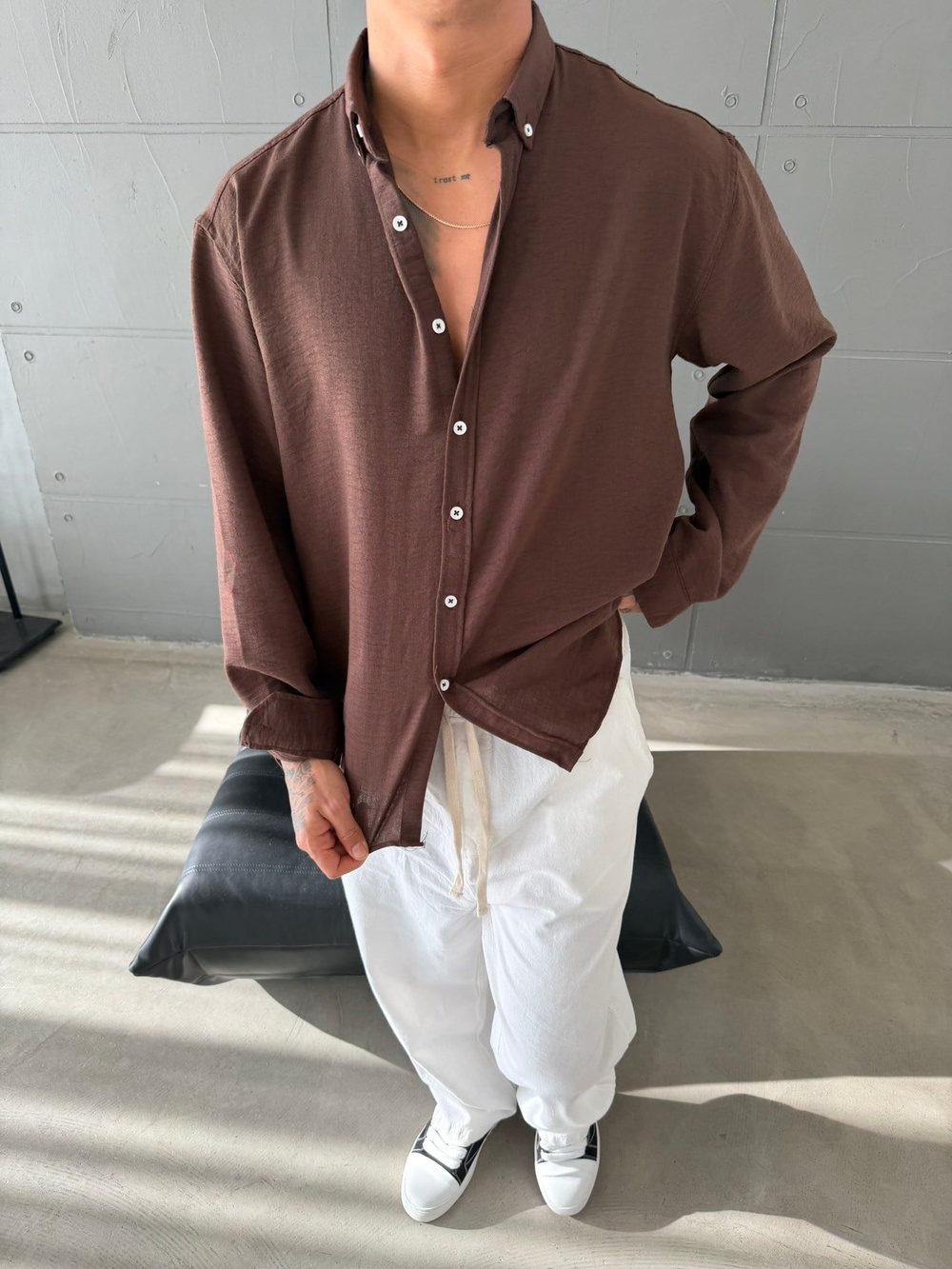 Gobis Basic Keten Gömlek - Kahve