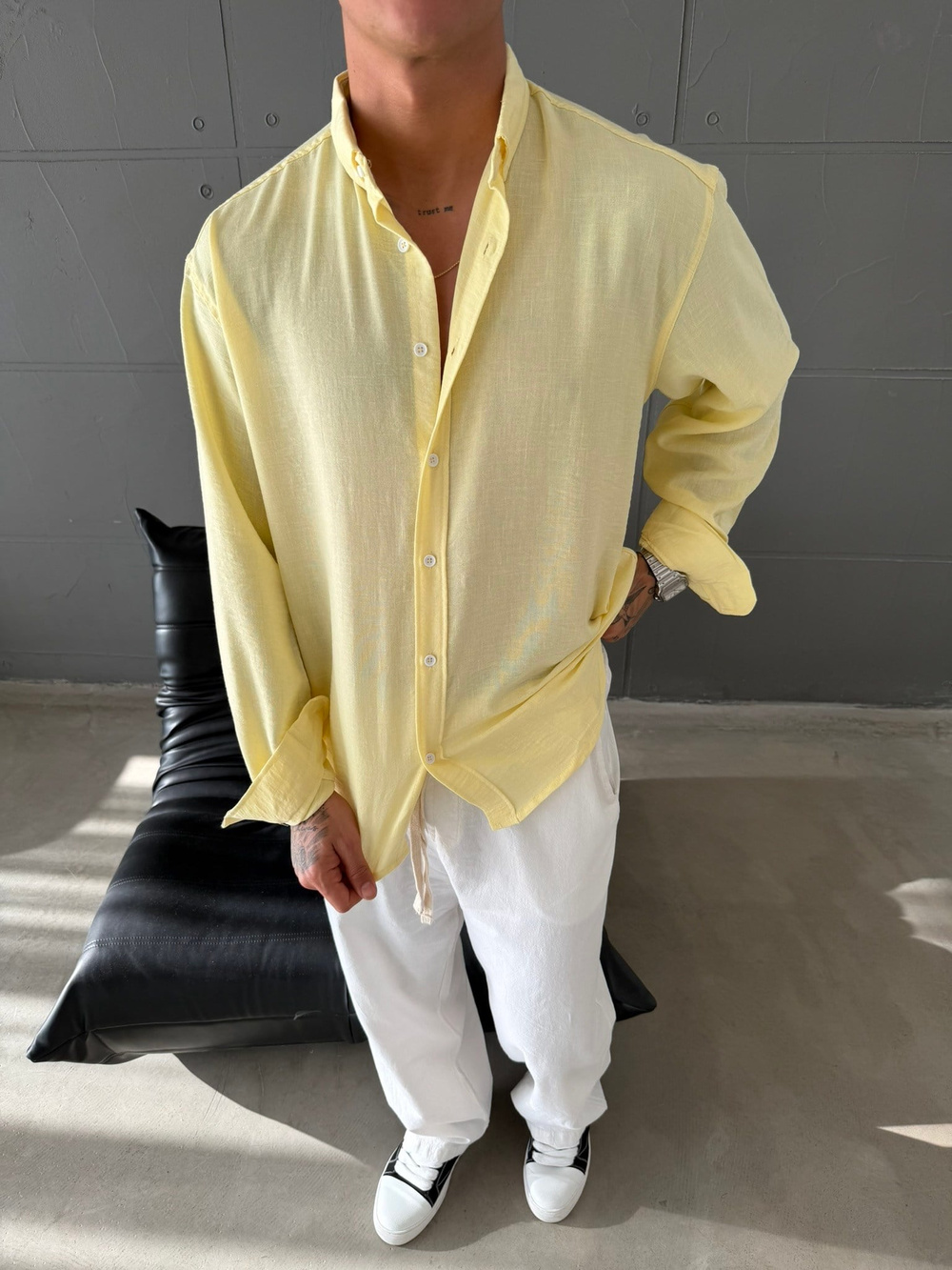 Gobis Basic Keten Gömlek - Sarı