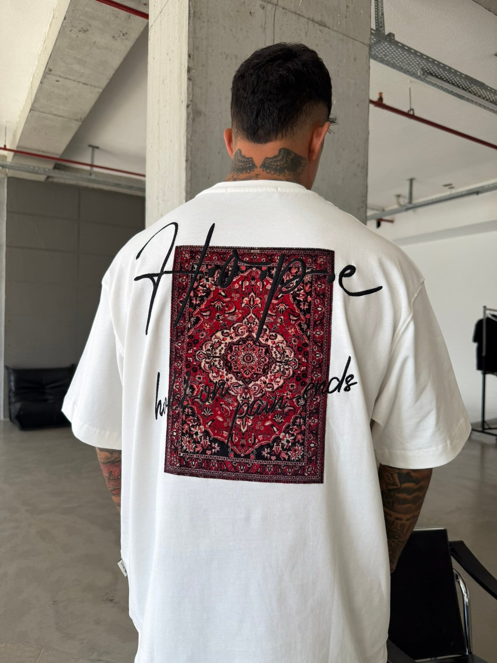 Hope Nakışlı Premium T-Shirt - Beyaz