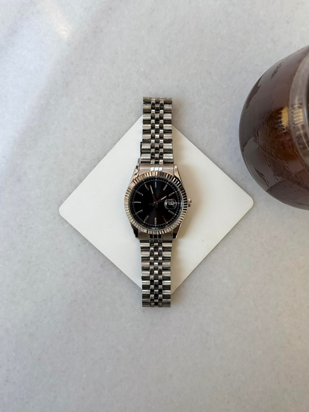 İcon Çelik Takvimli Lüx Kol Saati - Siyah