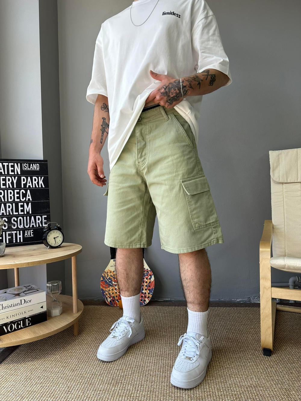 Kargo Cep Haki Baggy Şort - Haki