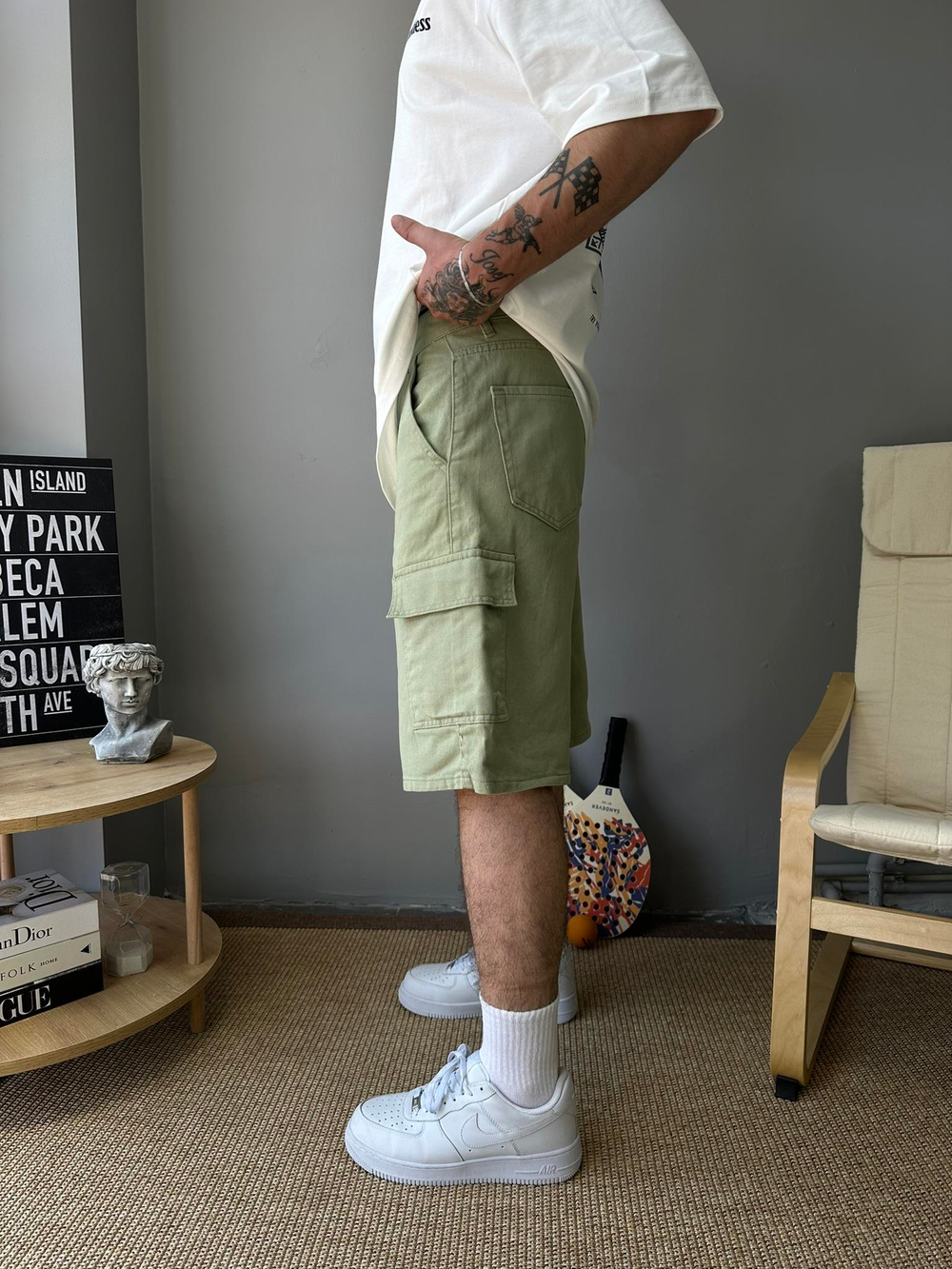 Kargo Cep Haki Baggy Şort - Haki