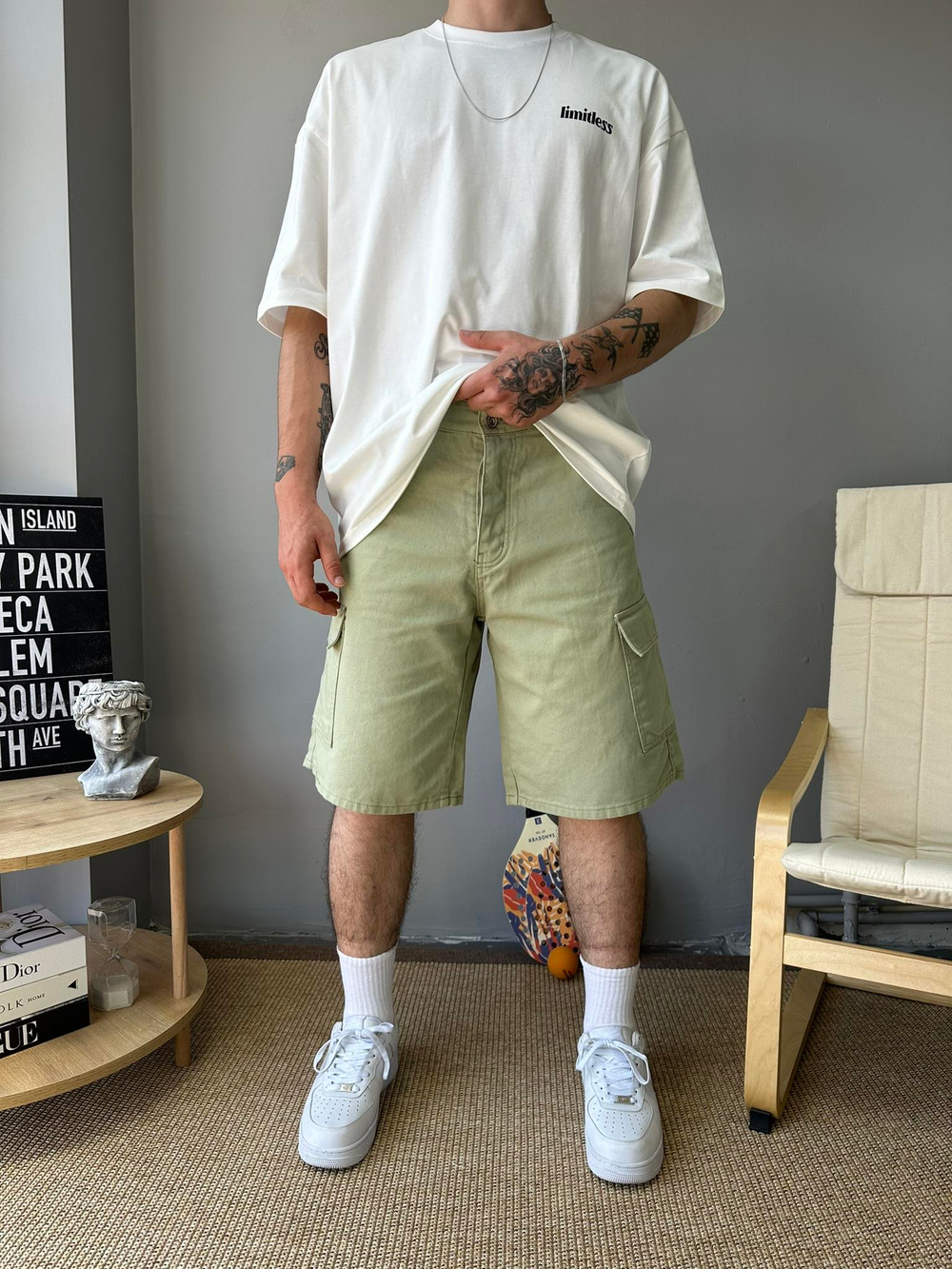 Kargo Cep Haki Baggy Şort - Haki