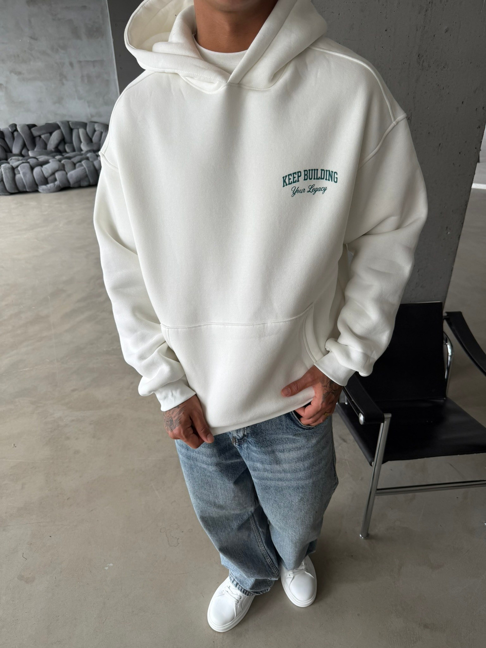 Keep Building Premium Acid Yıkama Hoodie