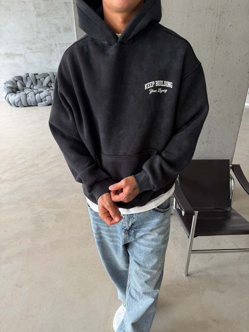 Keep Building Premium Acid Yıkama Hoodie