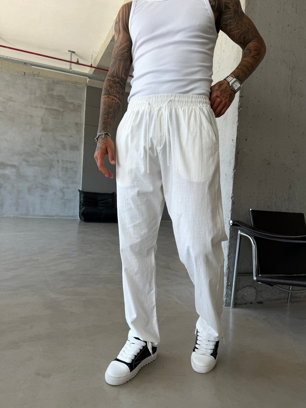 Keten Basic Pantolon - Beyaz