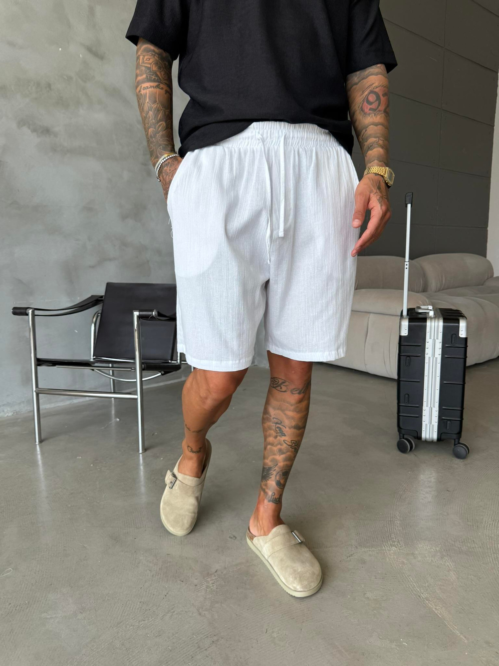 Keten Basic Şort - Beyaz