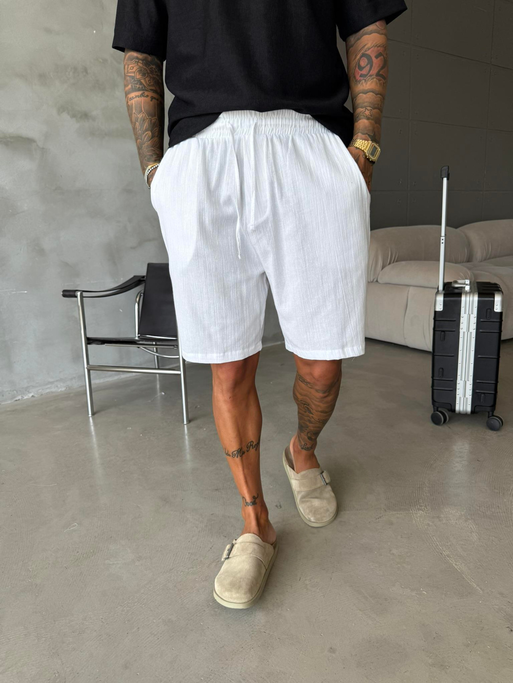 Keten Basic Şort - Beyaz