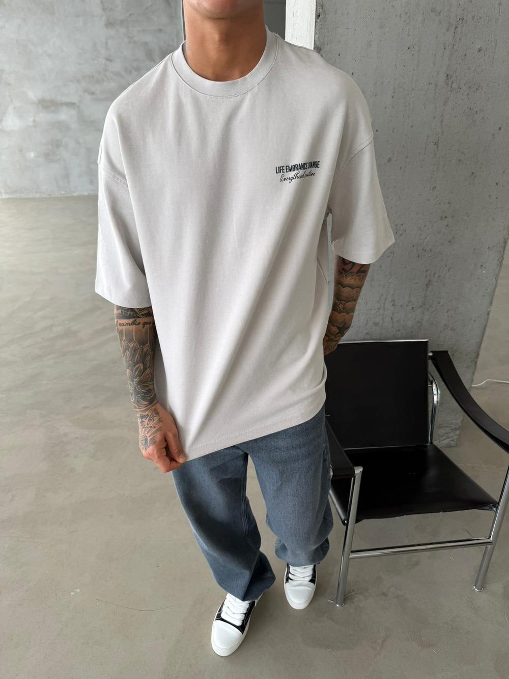 Life Embrance Change Basic T-Shirt - Gri