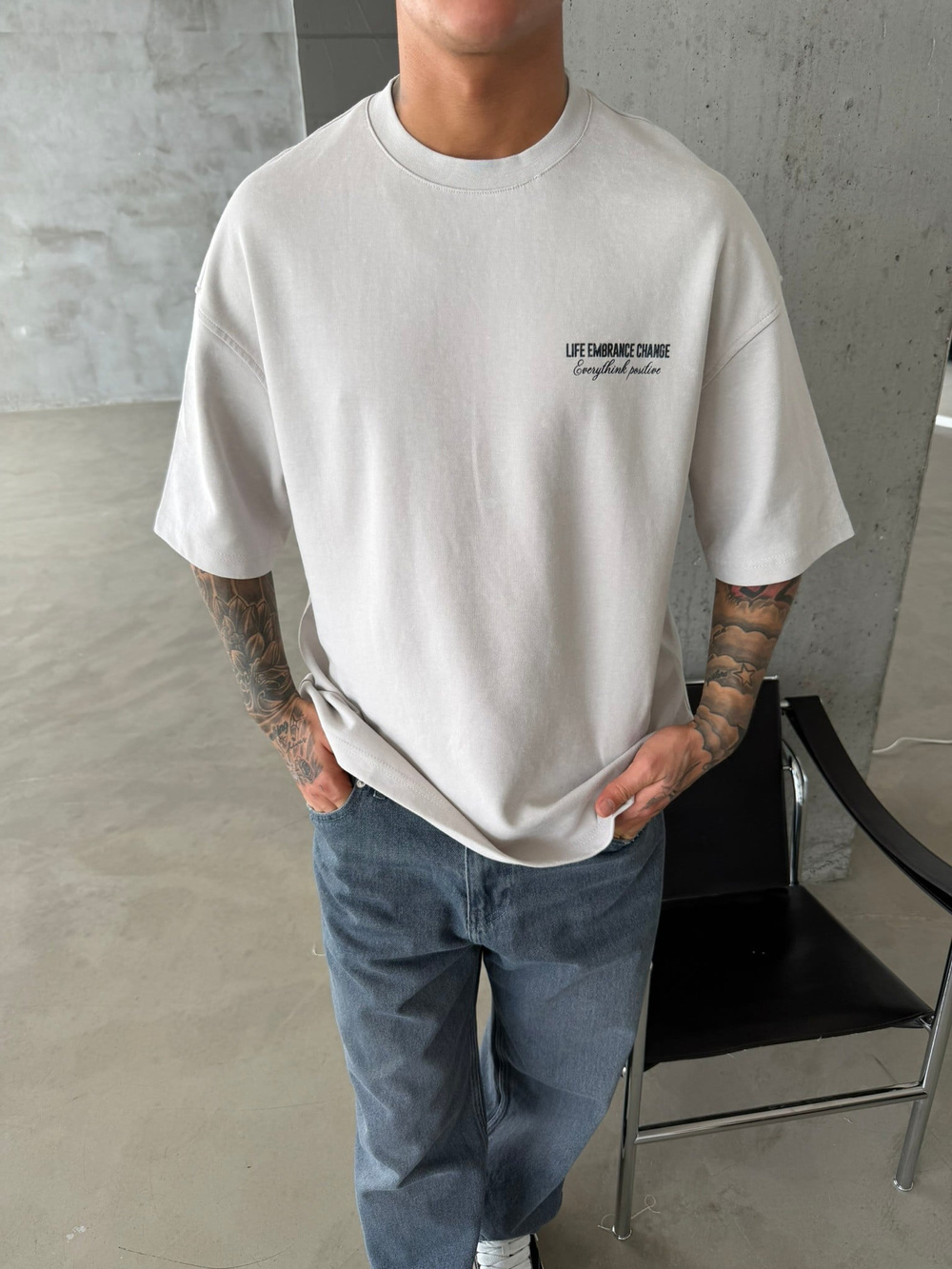 Life Embrance Change Basic T-Shirt - Gri