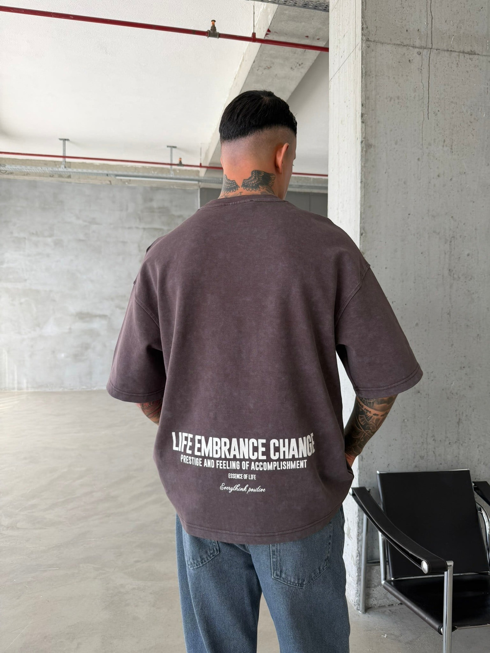 Life Embrance Change Basic T-Shirt - Kahve