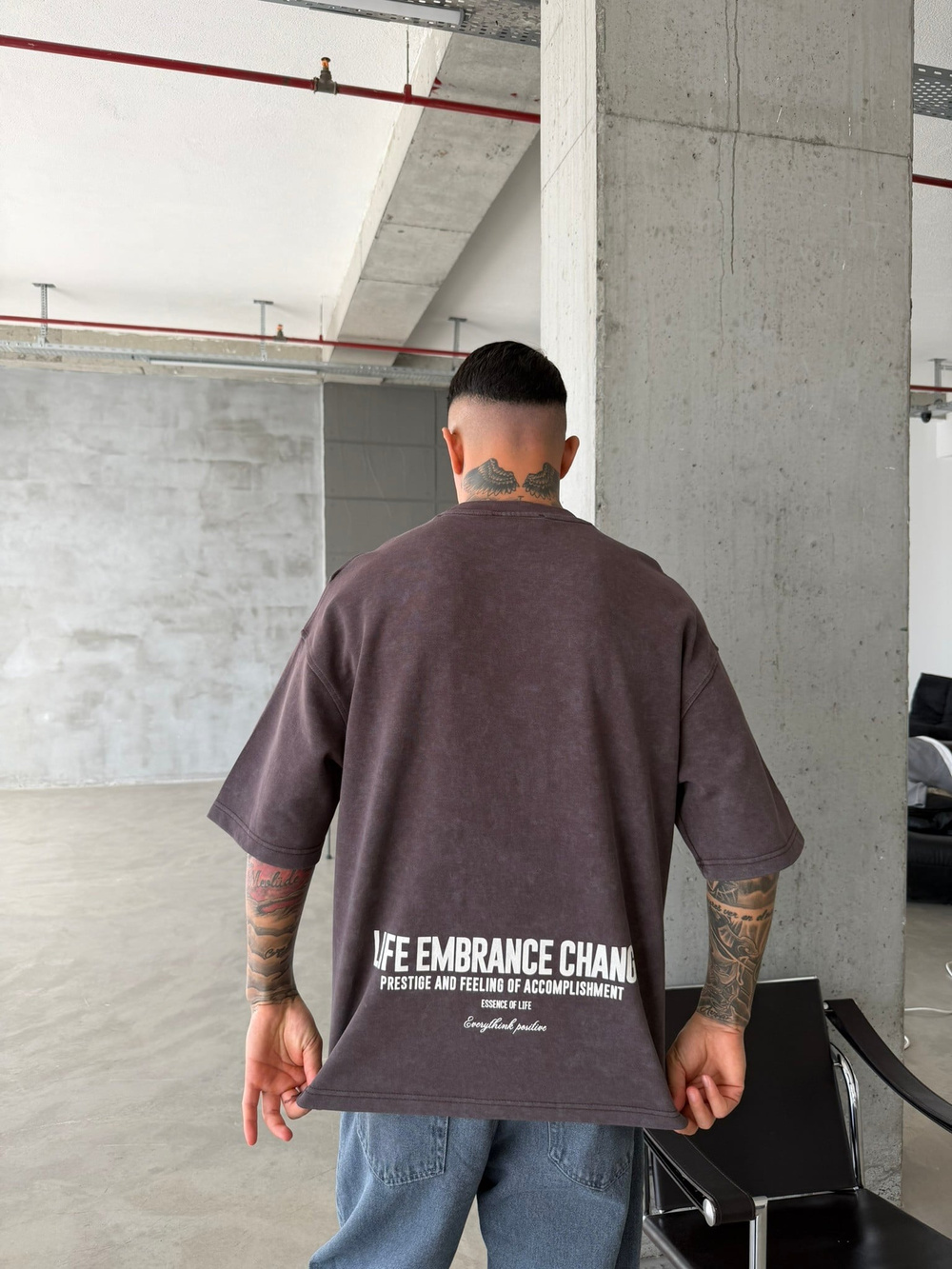 Life Embrance Change Basic T-Shirt - Kahve