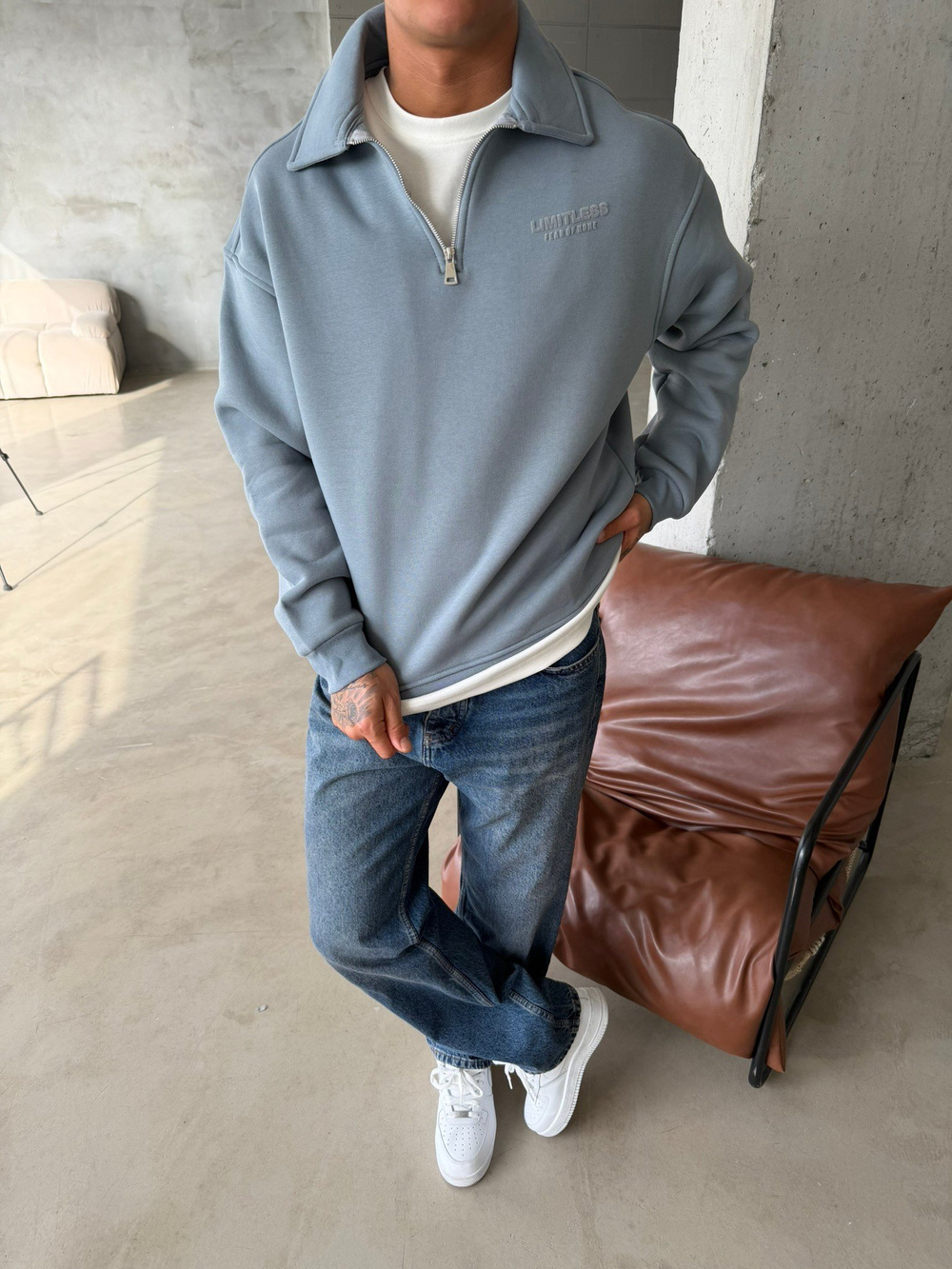 Limitles Half Zip Sweat - Mavi