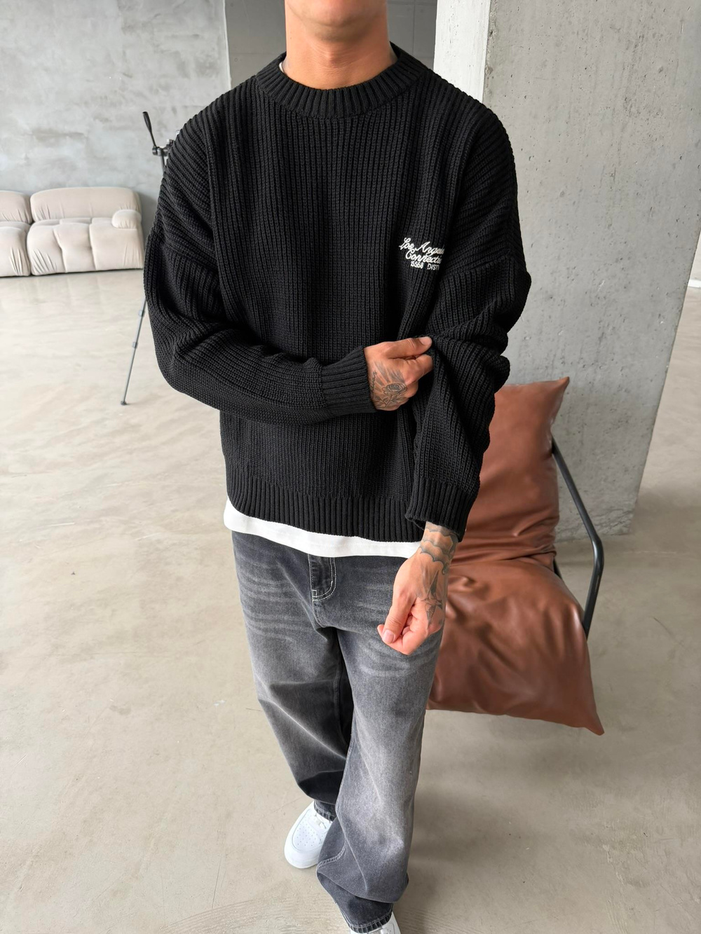 Losangels Triko Kazak - Siyah