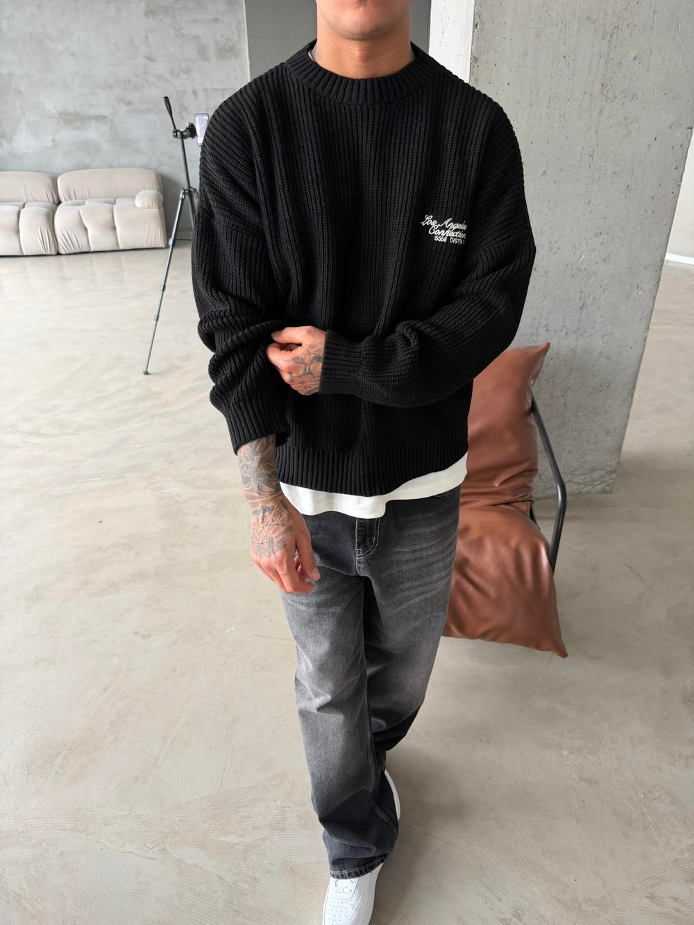 Losangels Triko Kazak - Siyah