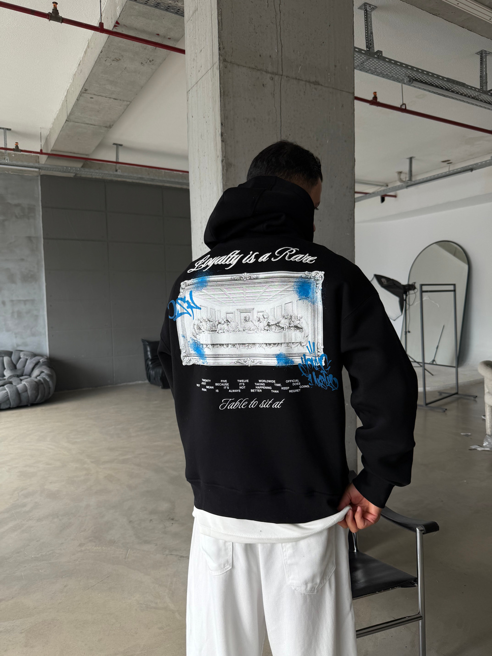 Loyalty Table Sırt Baskılı Oversize Hoodie