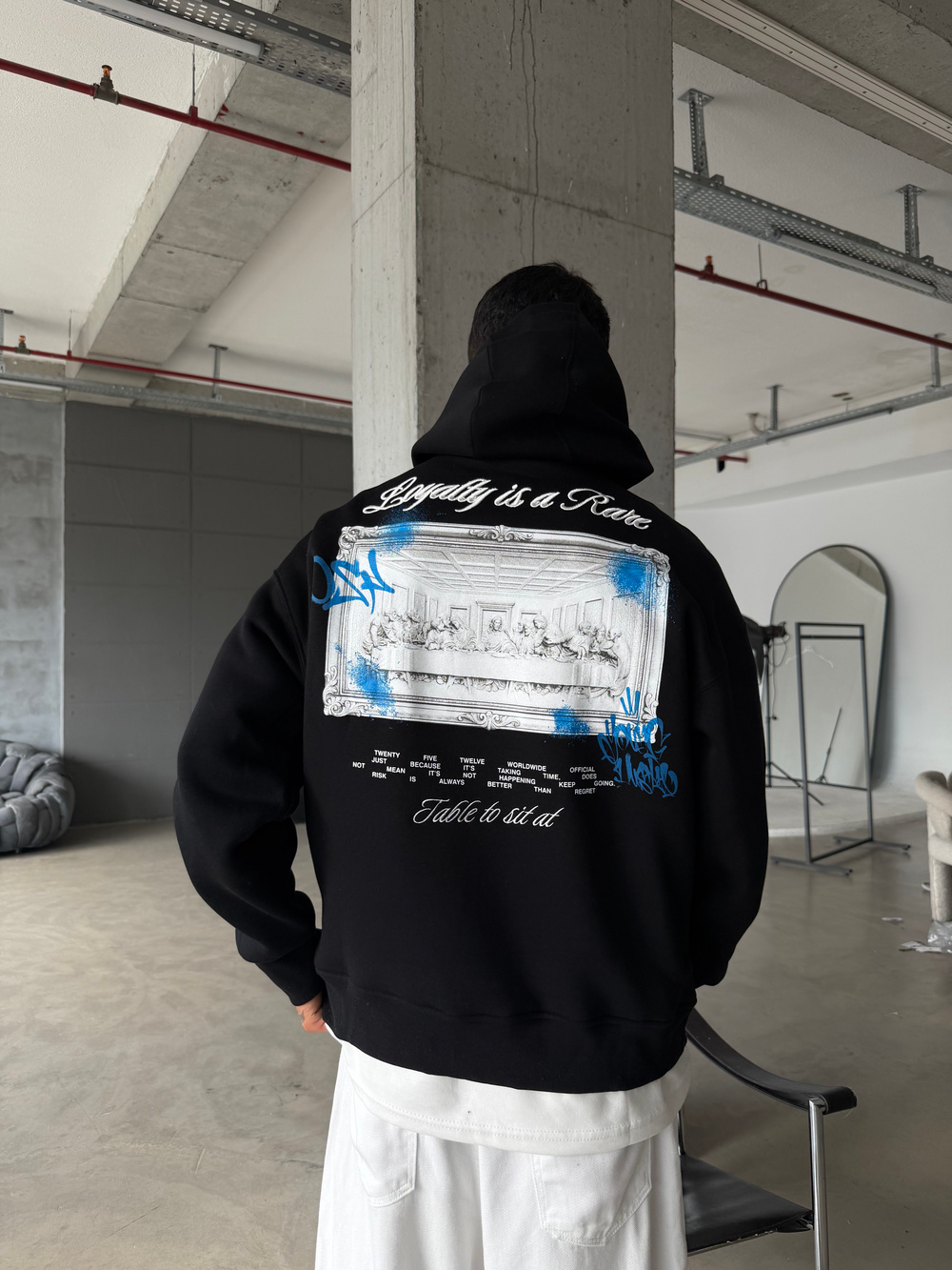 Loyalty Table Sırt Baskılı Oversize Hoodie