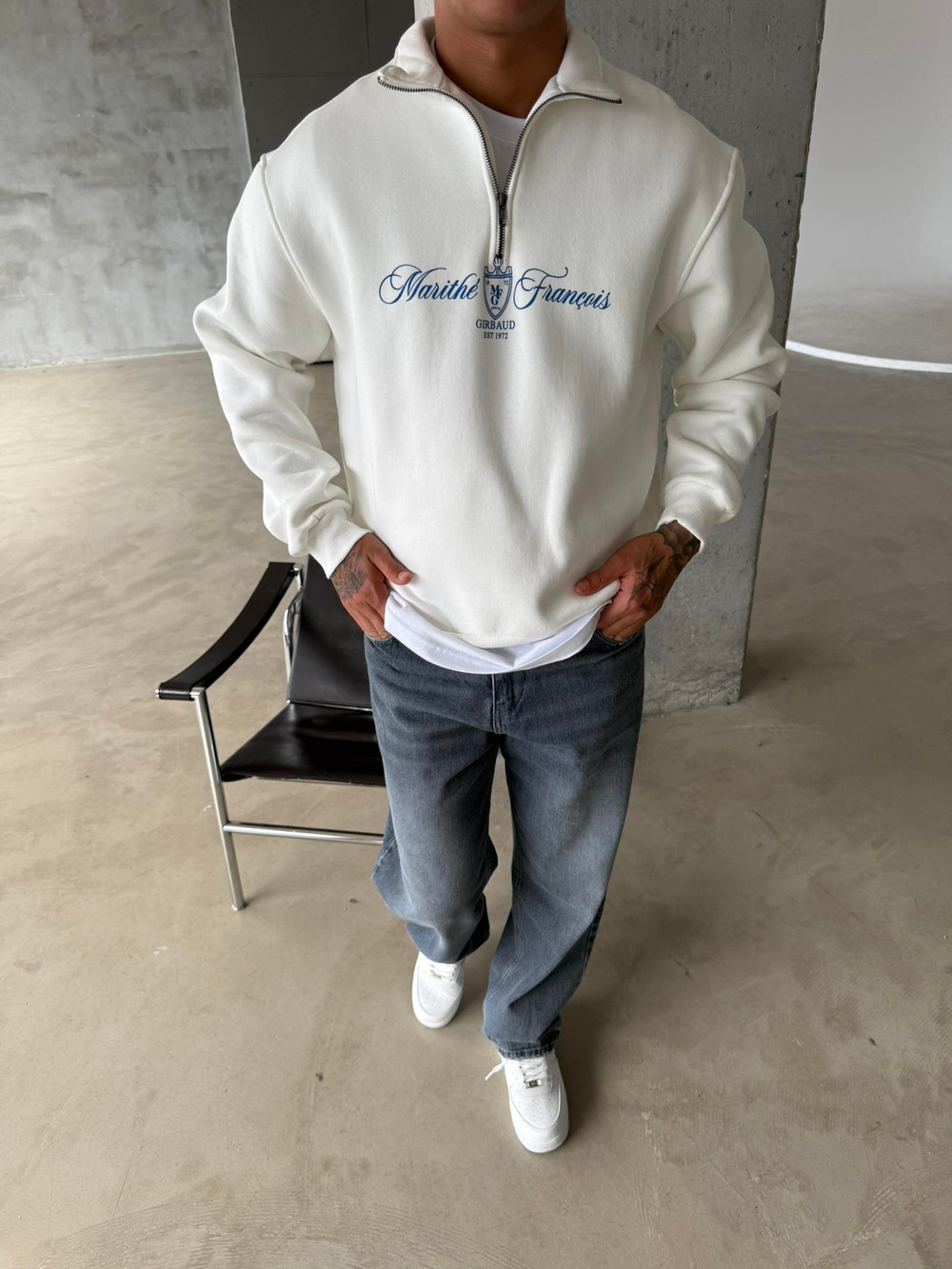 Masithe François Yarım Fermuar Zip - Beyaz