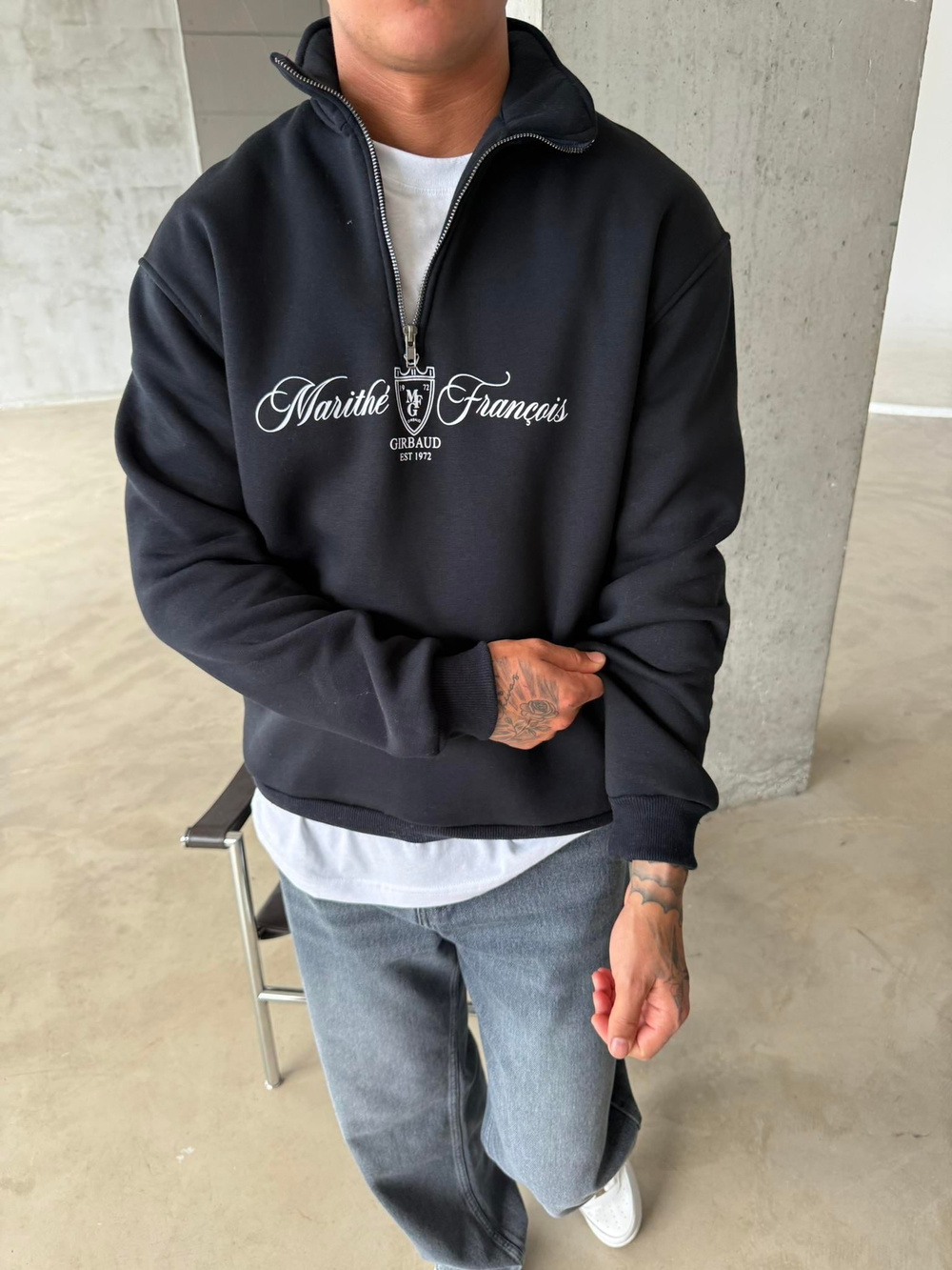 Masithe François Yarım Fermuar Zip - Siyah