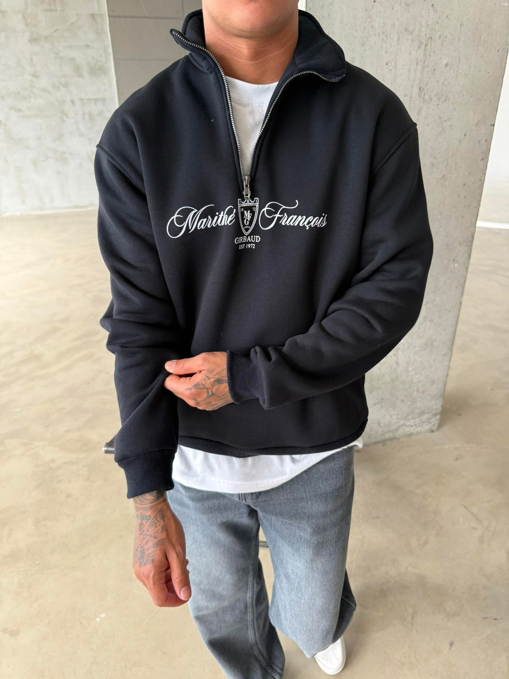 Masithe François Yarım Fermuar Zip - Siyah