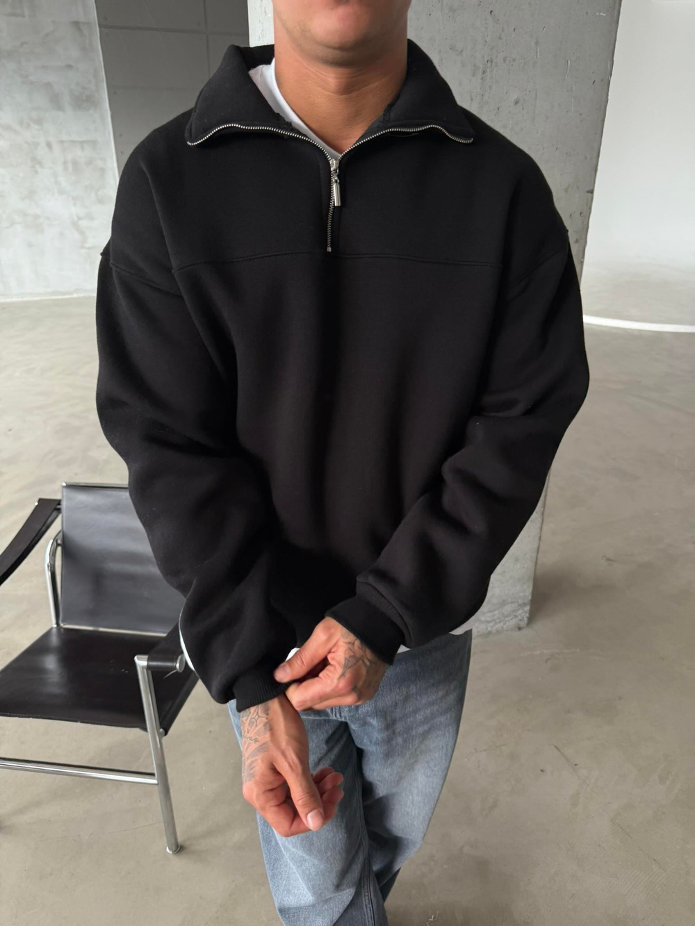 Minimal Basic Half Zip - Siyah