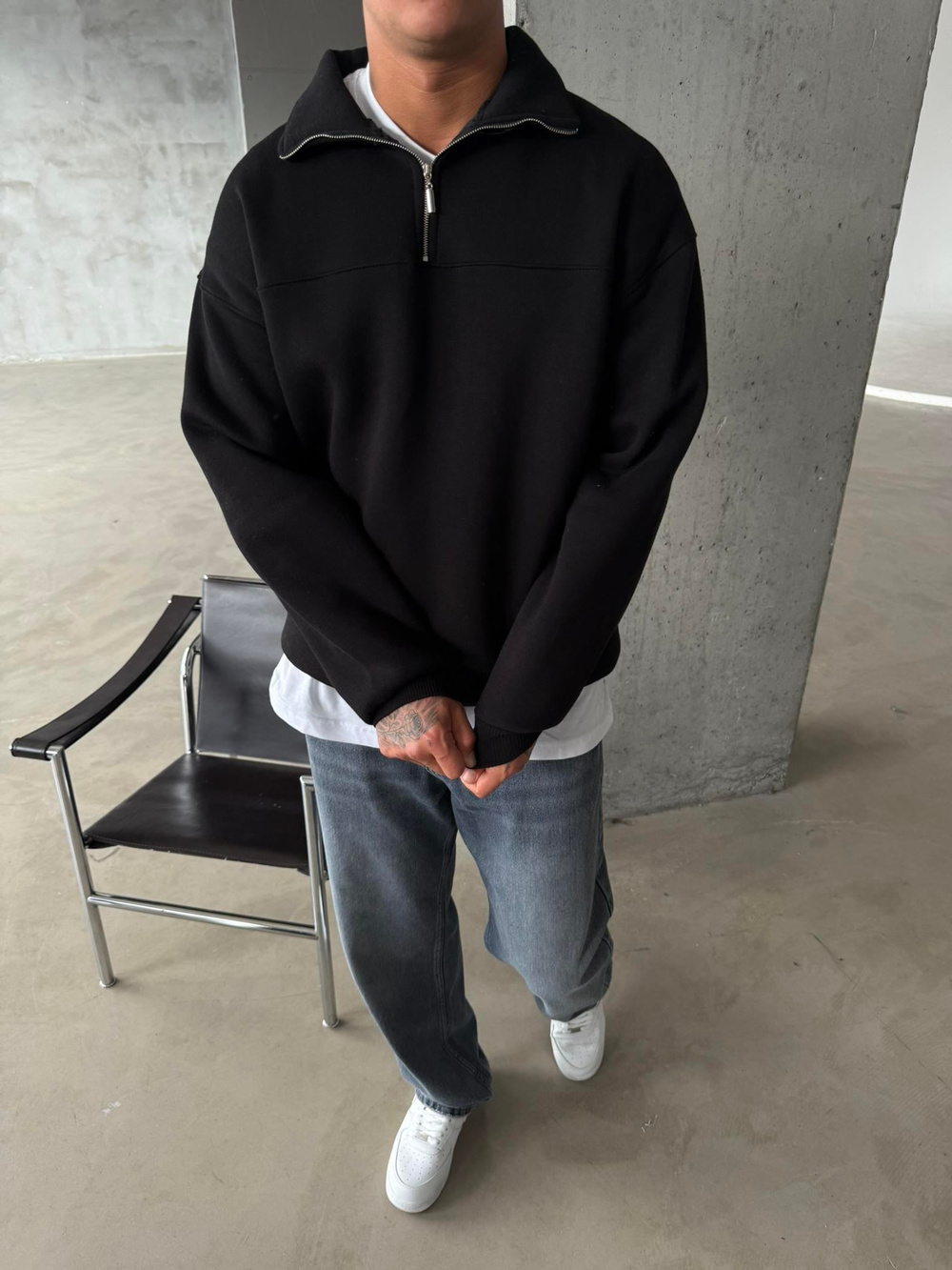 Minimal Basic Half Zip - Siyah