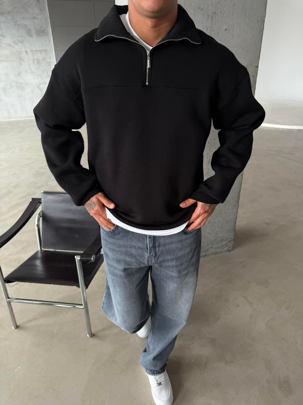 Minimal Basic Half Zip - Siyah