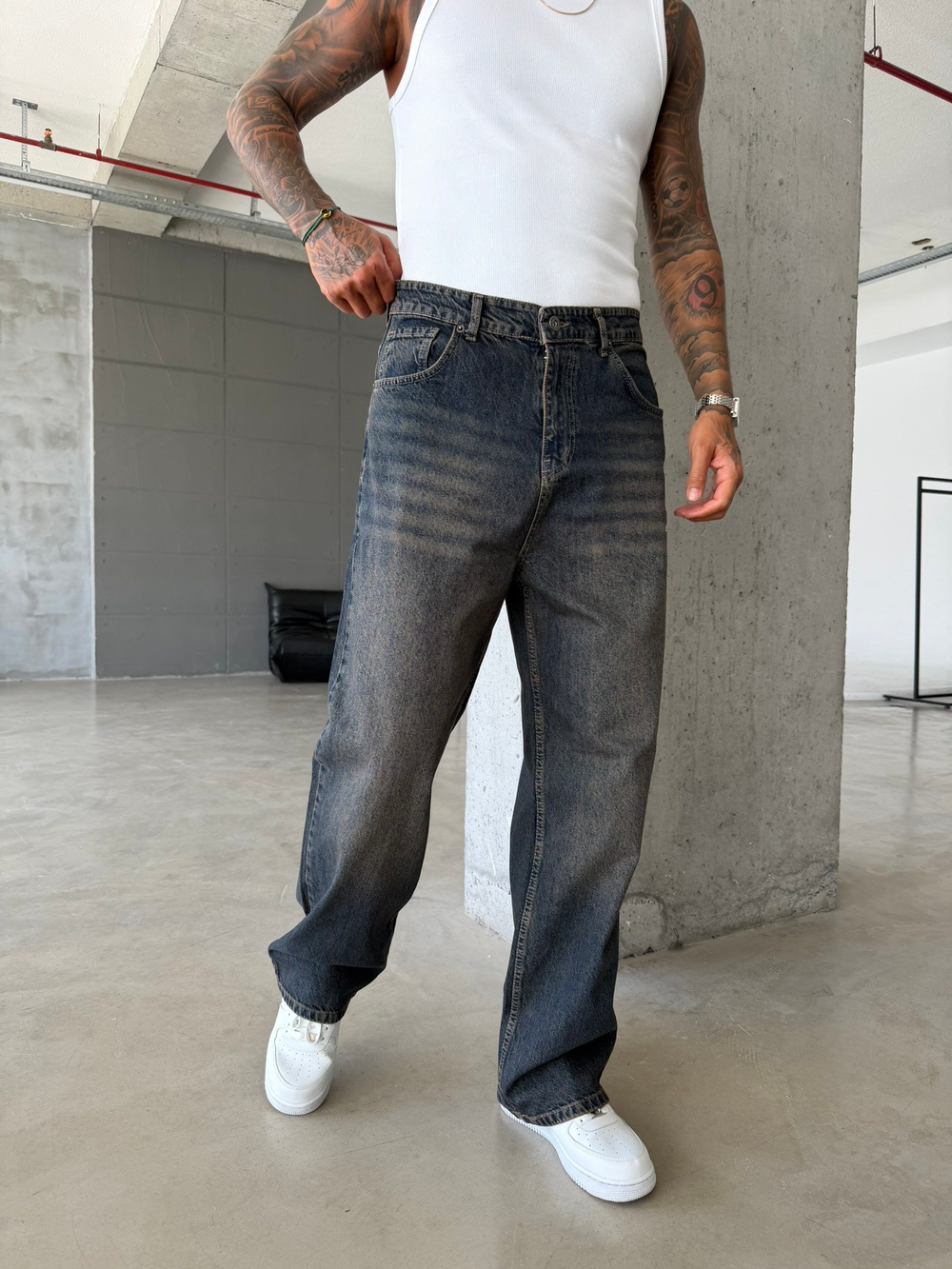 Nakış İşlemeli Baggy Pantolon